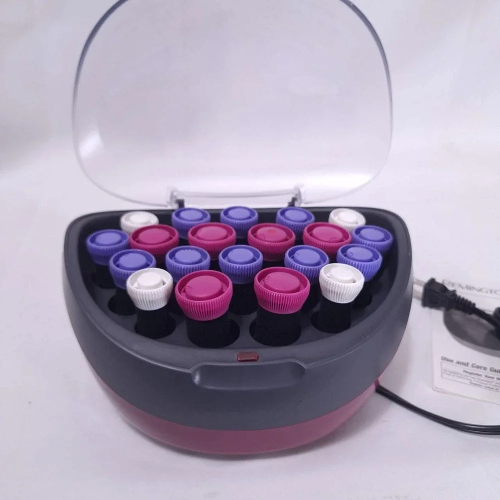 Remington Hot Rollers Full Sz Wax Core 20 Velvet Rollers Set Hair Curlers Tested